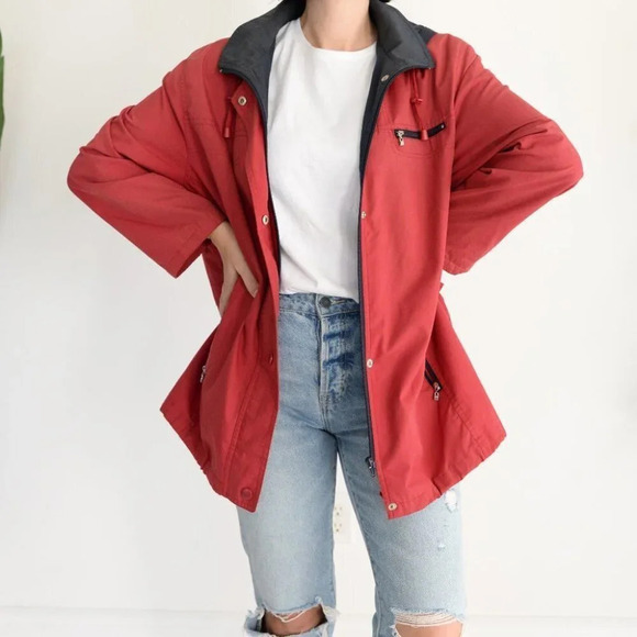 Vintage Fen-Nelli Sport Red Jacket  with Hood Size 15-16 - Picture 2 of 13